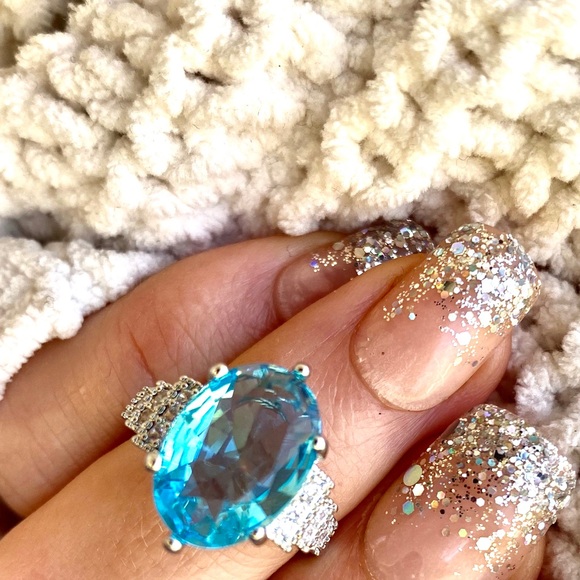 NEW 925 Sterling Silver Blue Stone Ring - Picture 4 of 13